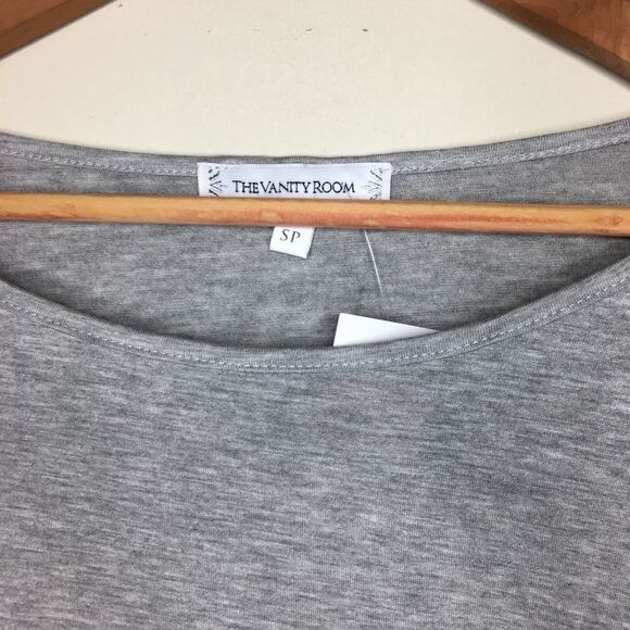 The Vanity Room Sz S Angel Sleeve Heather Grey Tee - Picture 4 of 7